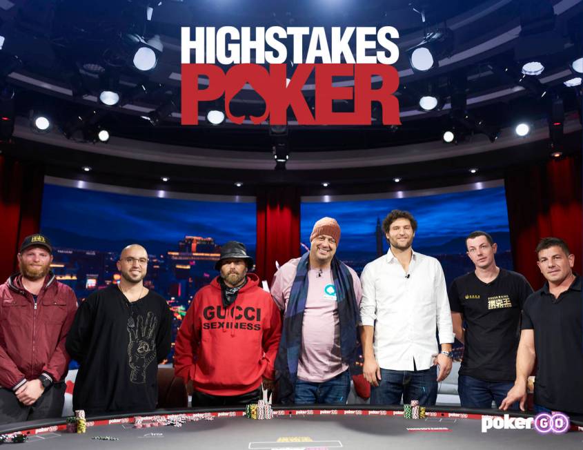 The debut episode of "High Stakes Poker" on PokerGO will feature, from left, Nick Petrangelo, B ...