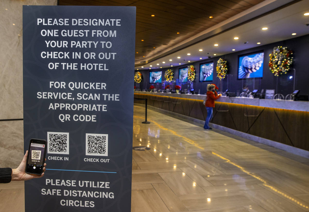 For faster service guests can scan the appropriate QR code checking in at the Strat on Wednesda ...
