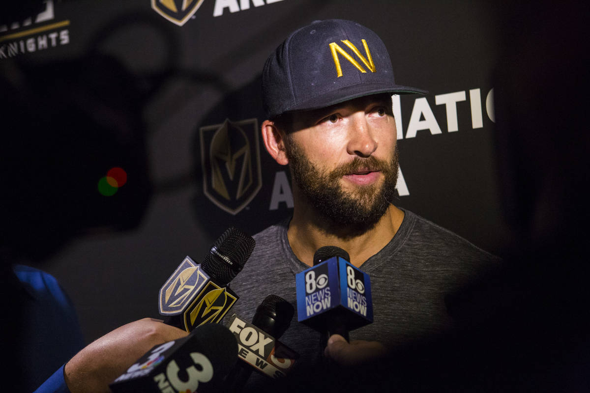 Golden Knights defenseman Deryk Engelland talks about his contract at City National Arena in La ...