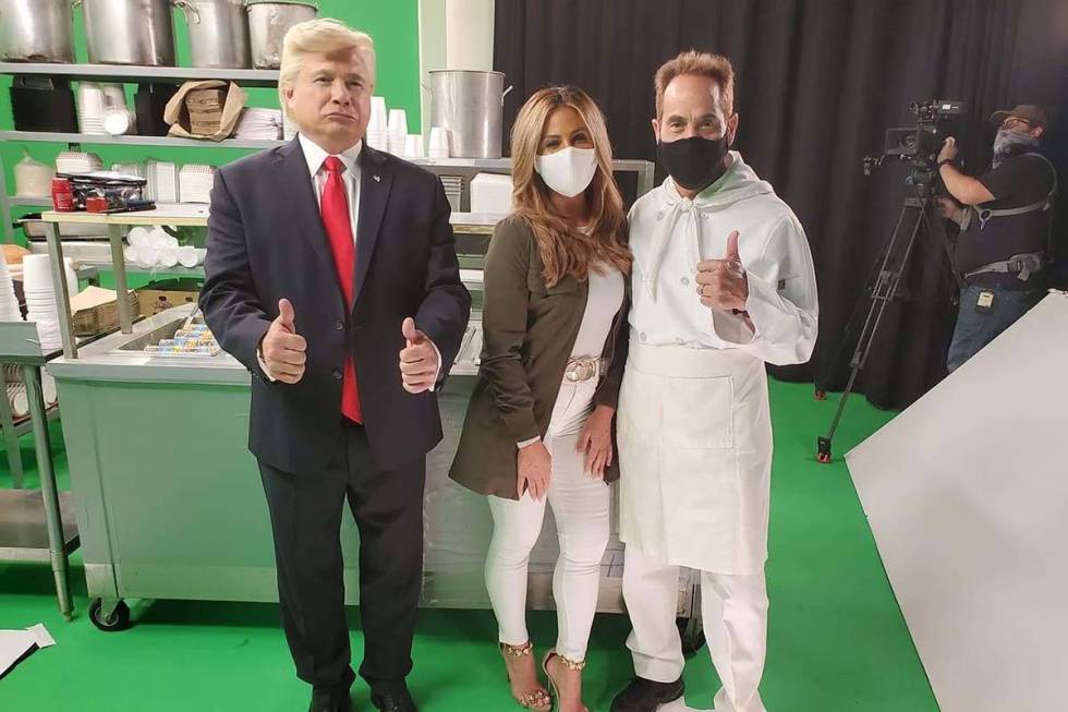 John Di Domenico as Donald Trump, Mikalah Gordon as Melania Trump and Larry Thomas as "The Soup ...