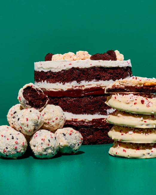 Peppermint Bark Truffles, cake and Peppermint Pretzel Snaps at Milk Bar. (Milk Bar)