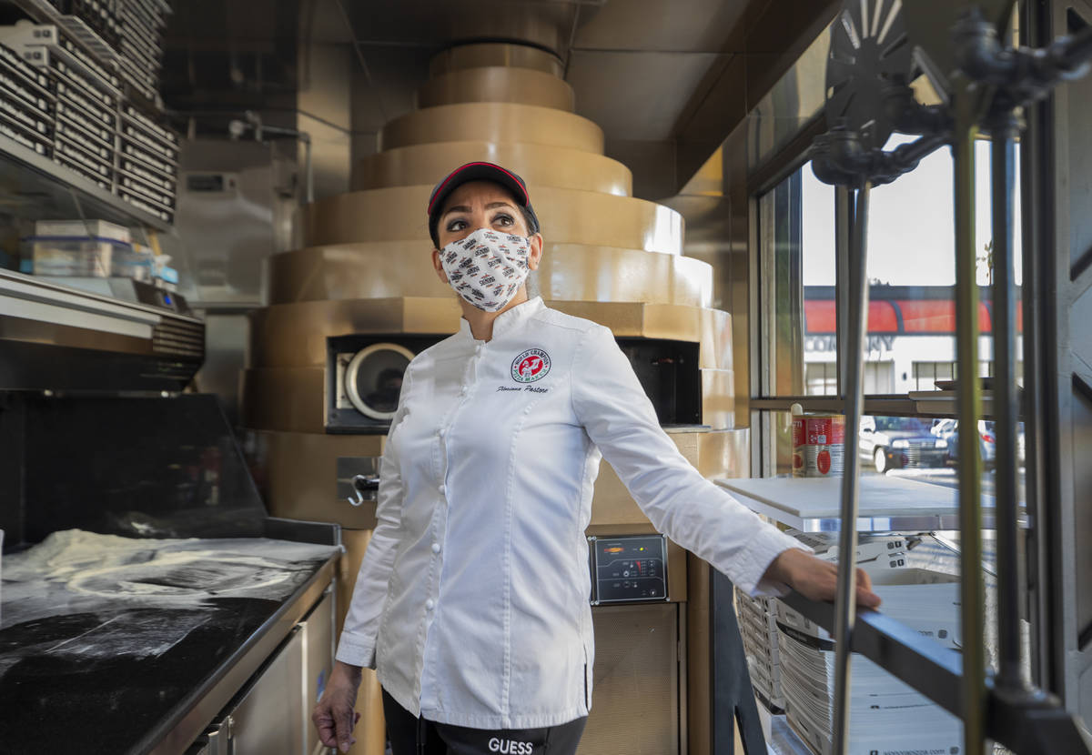 Chef Floriana Pastore is seen in the Signora Pizza Truck parked in the the Pinball Hall parking ...