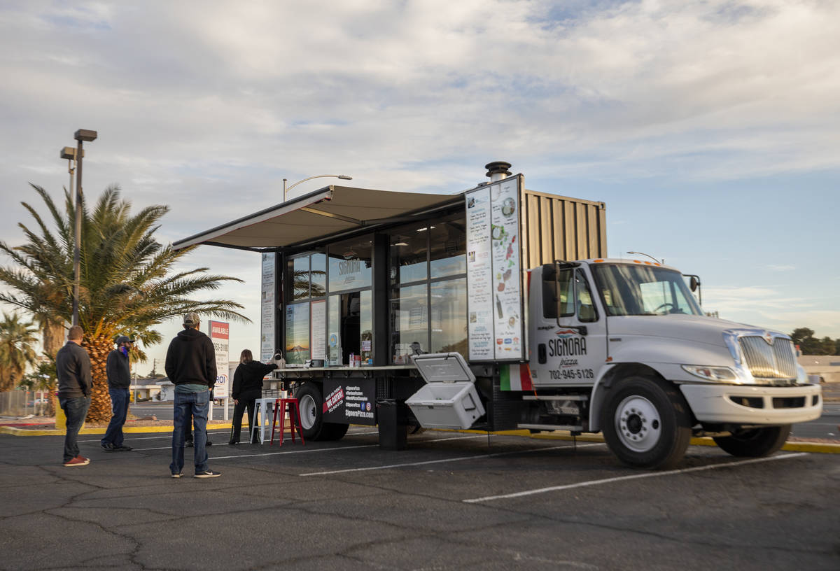 The Signora Pizza Truck is parked at the Pinball Hall of Fame during the launch of a weekly foo ...