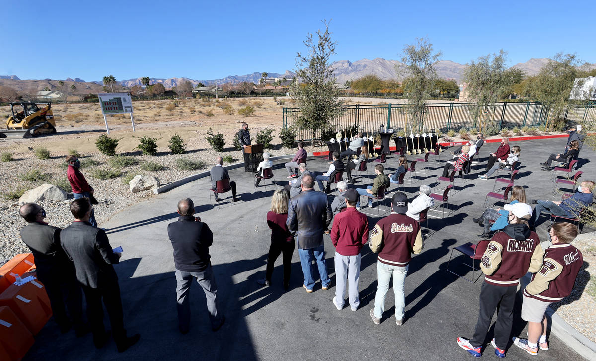 Dr. Steve Buuck, Faith Lutheran Middle School and High School CEO, speaks during a groundbreaki ...