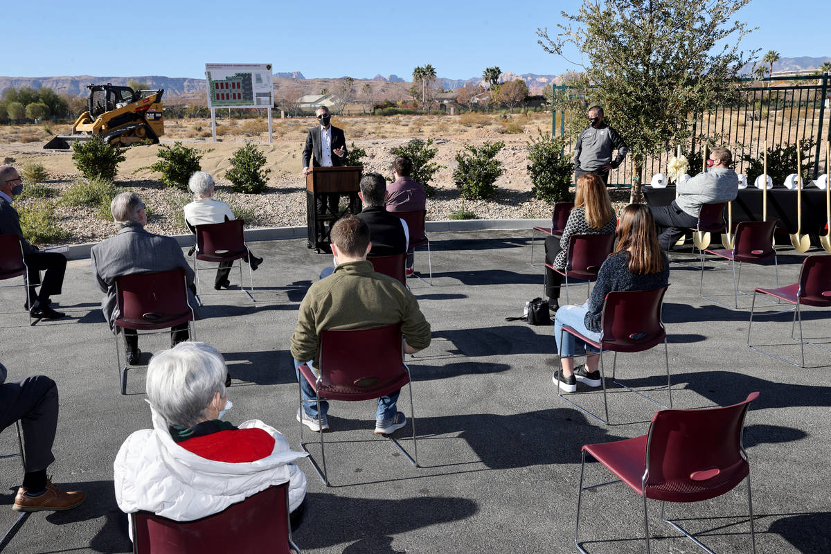 Shawn Danoski, CEO of DC Building Group, speaks during a groundbreaking ceremony for Faith Luth ...