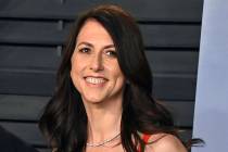 In this March 4, 2018 file photo, then-MacKenzie Bezos arrives at the Vanity Fair Oscar Party i ...