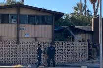 Clark County firefighters battle a fire in the 1600 block of East Desert Inn Road on Tuesday, D ...