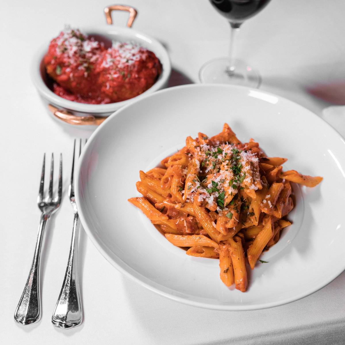 Meatballs and penne vodka from Rao's. (Caesars Palace)