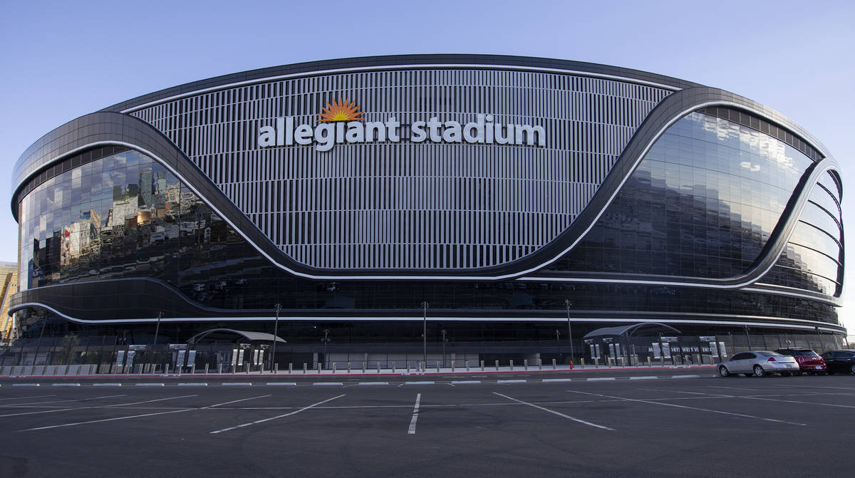 Allegiant Stadium is seen on Saturday, Dec. 12, 2020, in Las Vegas. (Ellen Schmidt/Las Vegas Re ...