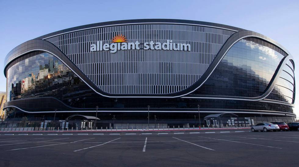 Allegiant Stadium is seen on Saturday, Dec. 12, 2020, in Las Vegas. (Ellen Schmidt/Las Vegas Re ...