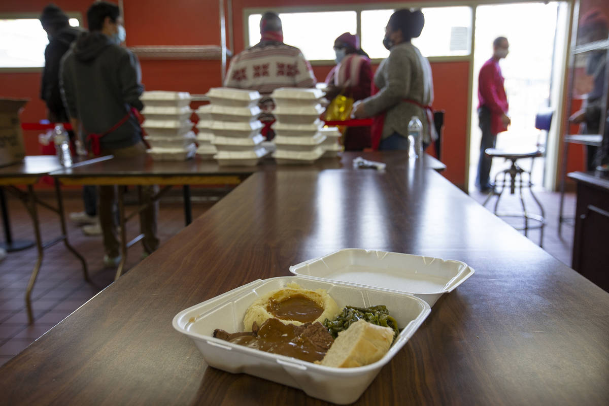 A Christmas meal of roast beef, mashed potatos with gravy and string beans is given to the home ...