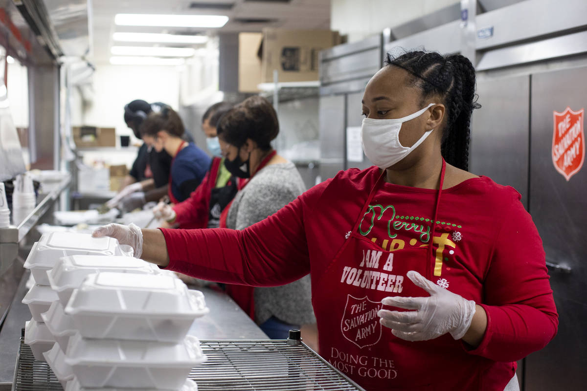 Jacqueline Moore volunteers making Christmas meals at The Salvation Army of Southern Nevada on ...