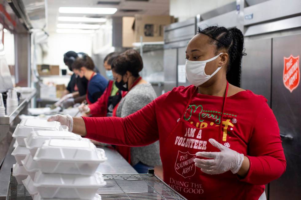 Jacqueline Moore volunteers making Christmas meals at The Salvation Army of Southern Nevada on ...