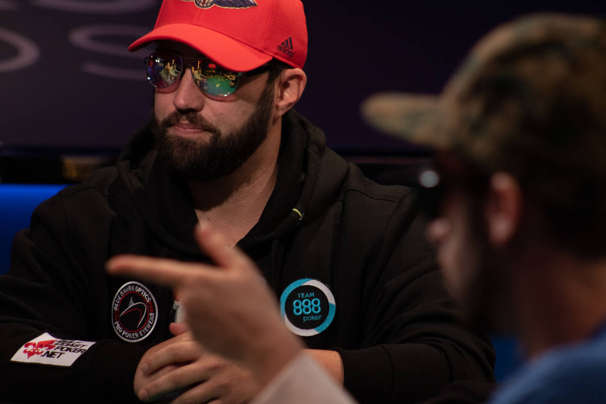 Chip leader Joseph Hebert, left, at the final table of the U.S. portion of the World Series of ...