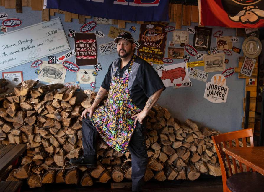 Steve Overlay, owner of Sin City Smokers Barbecue and Catering, poses for a photo at his Hender ...