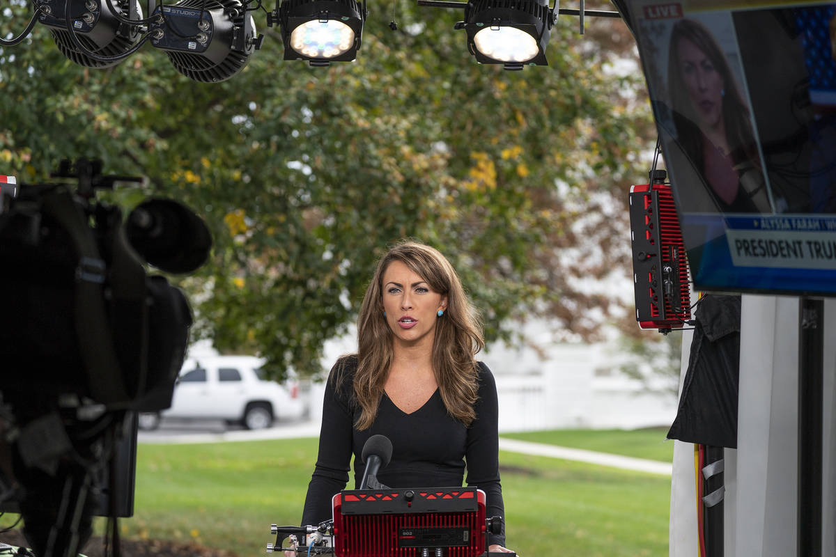 White House director of communications Alyssa Farah speaks during a television interview at the ...