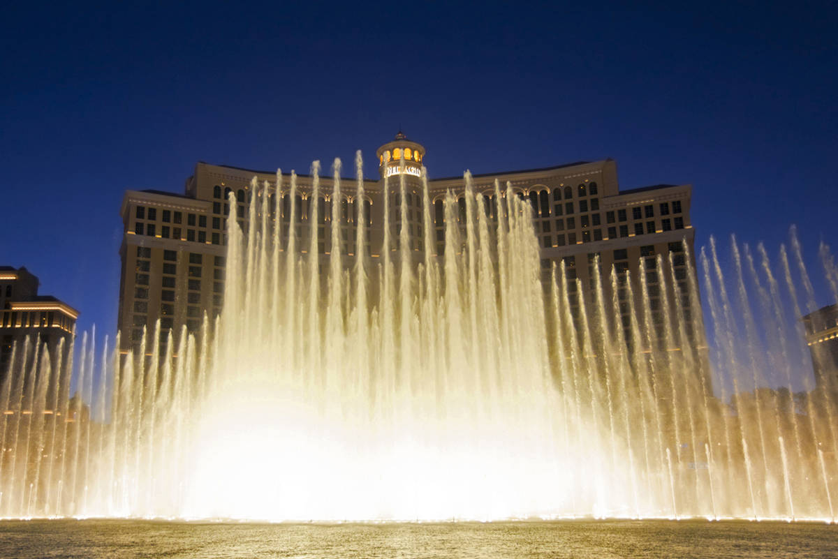The Fountains of Bellagio show on Tuesday, Oct. 9, 2018, at Bellagio, in Las Vegas. (Benjamin H ...