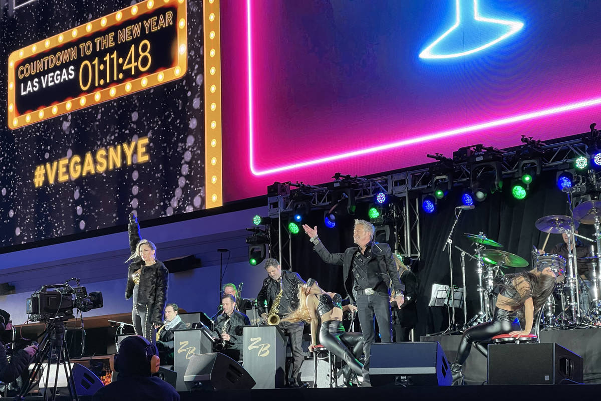 Chris Phillips and Zowie Bowie during the New Year’s Eve show and CBS broadcast at Stadium Sw ...