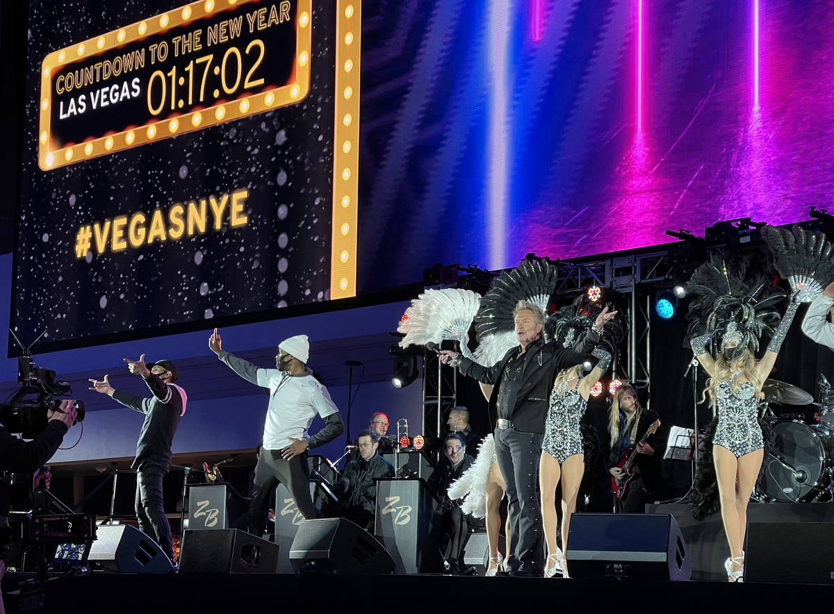 Chris Phillips and Zowie Bowie during the New Year's Eve show and CBS broadcast at Stadium Swim ...