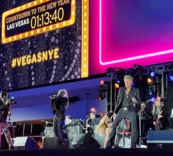 Chris Phillips and Zowie Bowie during the New Year's Eve show and CBS broadcast at Stadium Swim ...