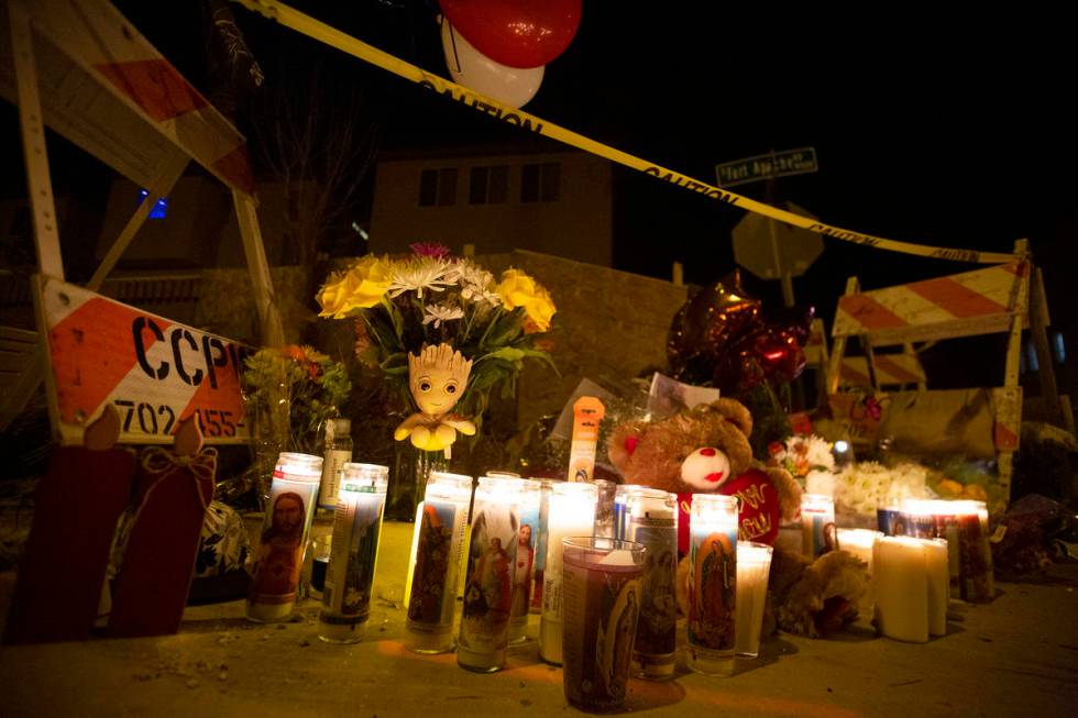 A memorial stands at the intersection of Furnace Gulch Avenue and Fort Apache Road where Eric E ...