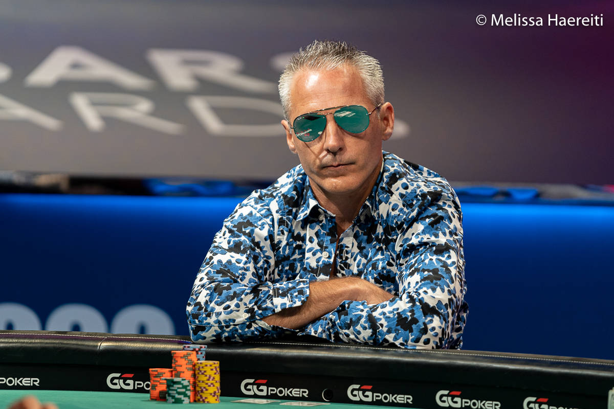 Damian Salas plays for the World Series of Poker Main Event title Sunday, Jan. 3, 2021, at the ...