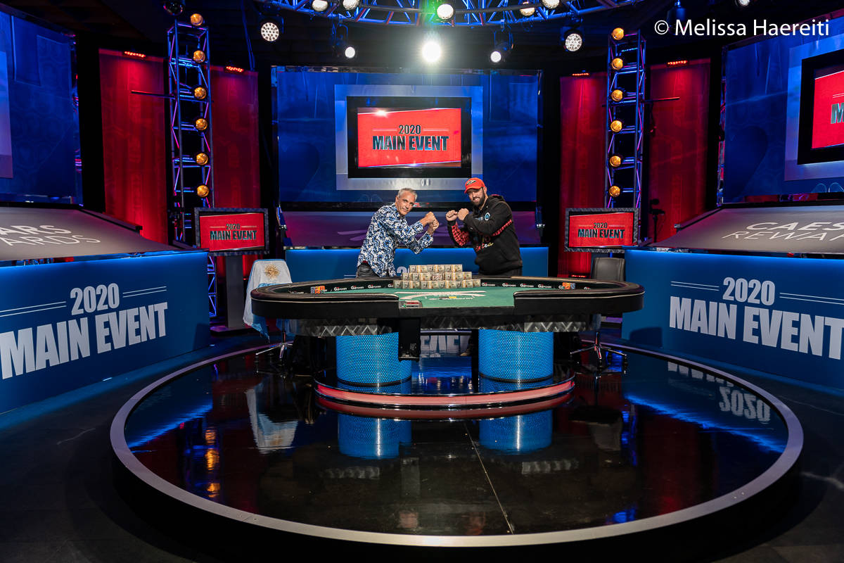Damian Salas, left, and Joseph Hebert get ready to play for the World Series of Poker Main Even ...