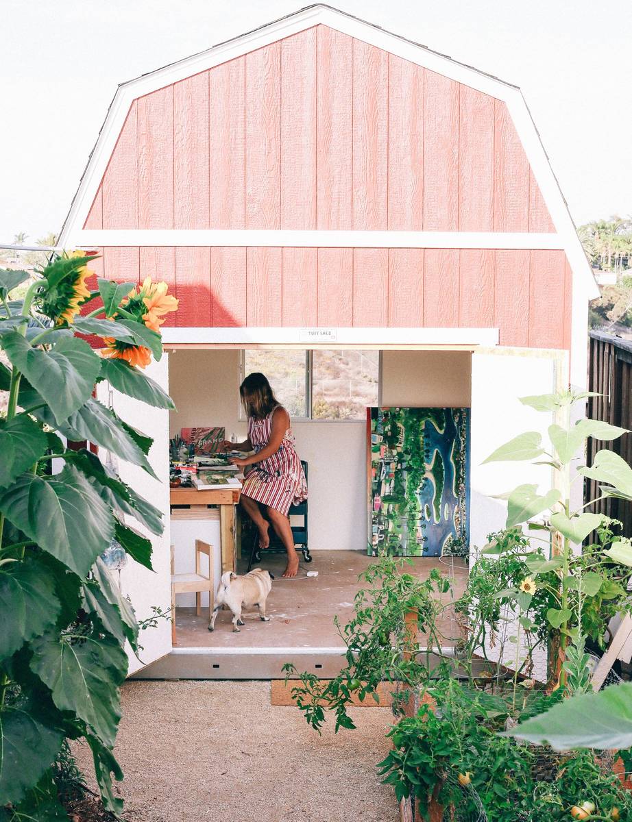 This homeowner uses her shed as an art studio. (Tuff Shed)