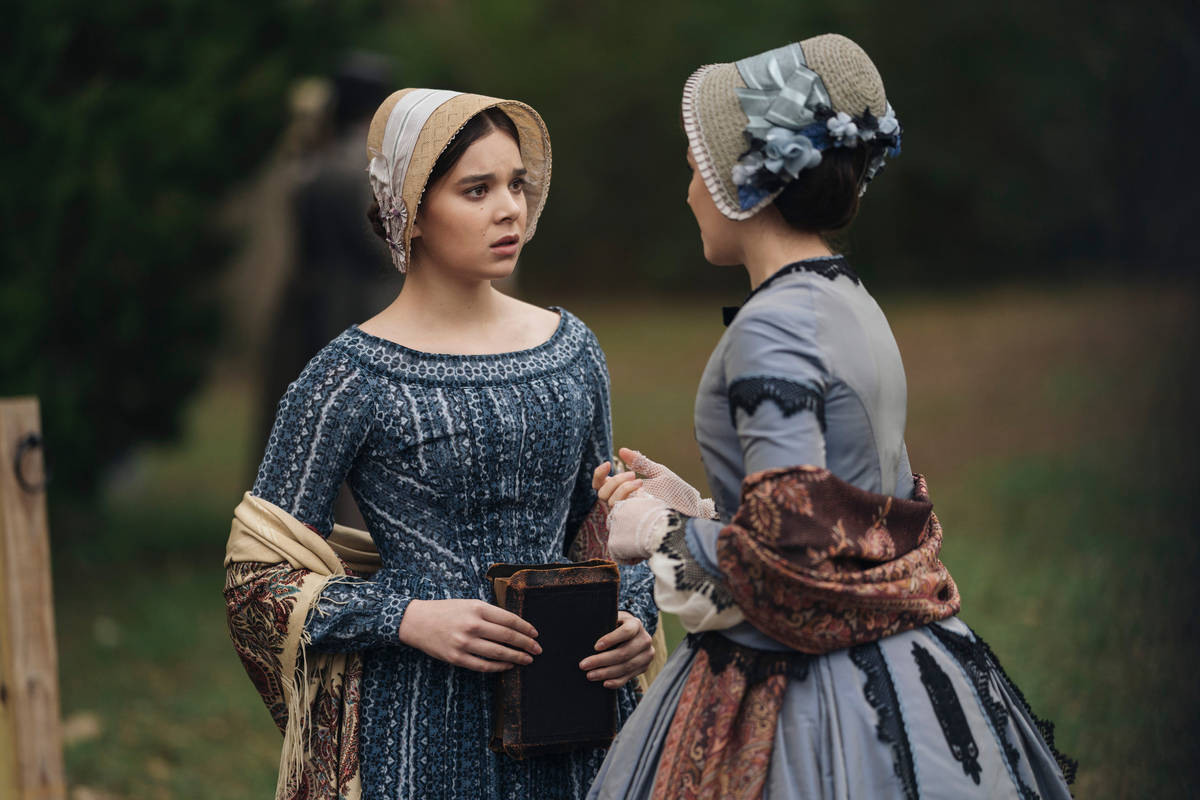 Hailee Steinfeld, left, and Ella Hunt in season two of “Dickinson.” (Apple TV+)