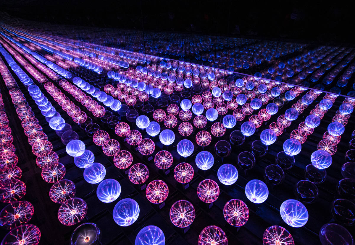 A view of the plasma ball infinity room during a tour of Wink World at Area15 in Las Vegas on T ...