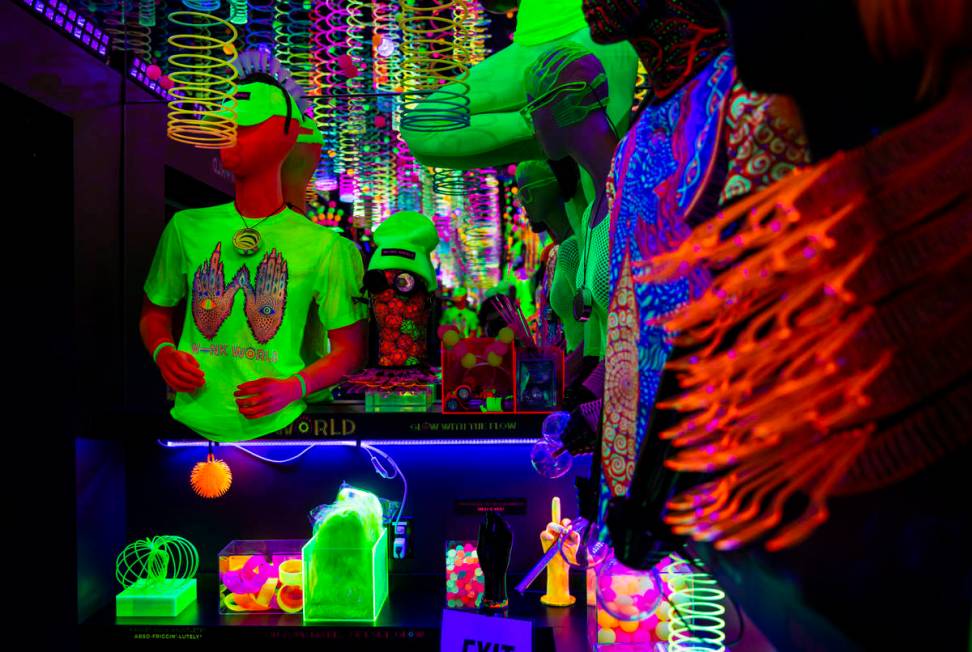 Merchandise in the gift shop is seen during a tour of Wink World at Area15 in Las Vegas on Tues ...