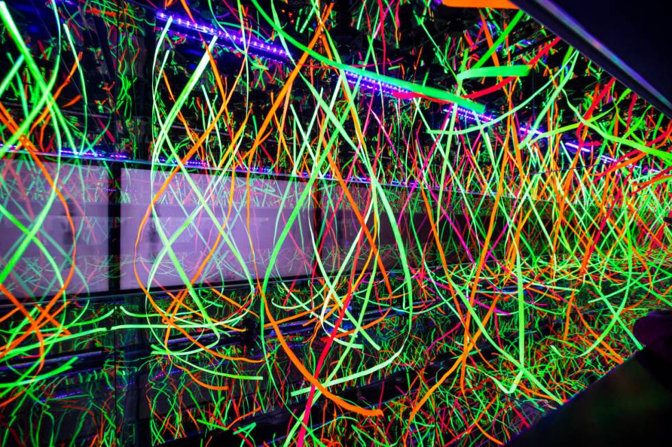 A view of the fan spinner infinity room during a tour of Wink World at Area15 in Las Vegas on T ...