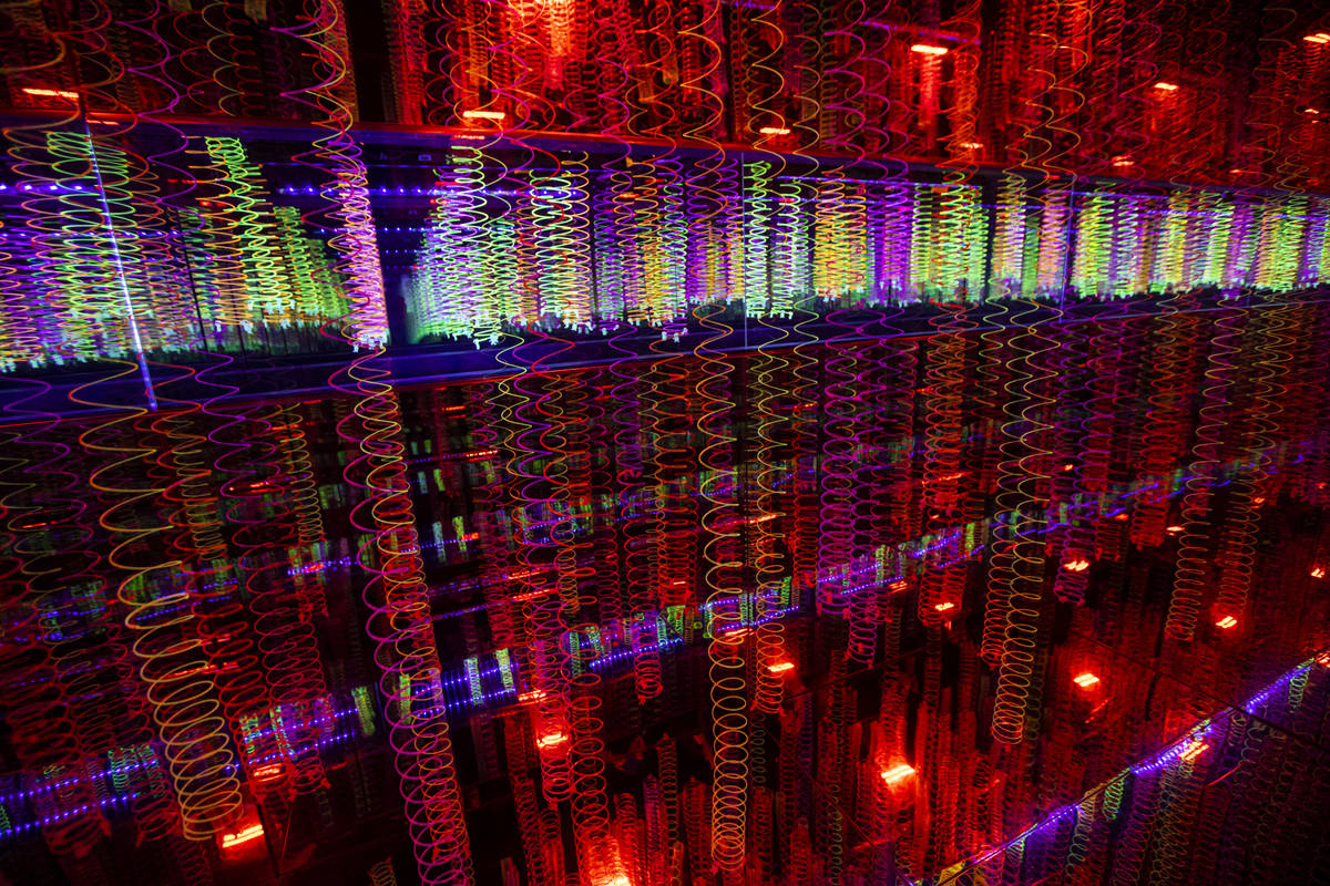 A view of the slinky infinity room during a tour of Wink World at Area15 in Las Vegas on Tuesda ...