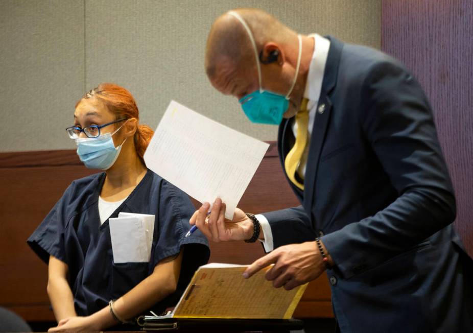 Jasmin Vargas appears at a court hearing next to her attorney, David Fischer, at the Regional J ...