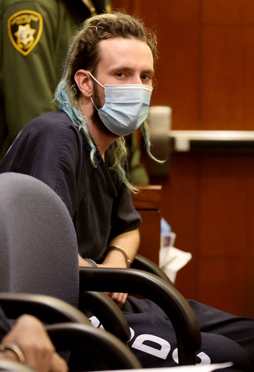 Jayden Hughes waits to appear in court at the Regional Justice Center in Las Vegas Wednesday, J ...