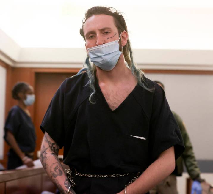 Jayden Hughes walks out of the courtroom after appearing at the Regional Justice Center in Las ...