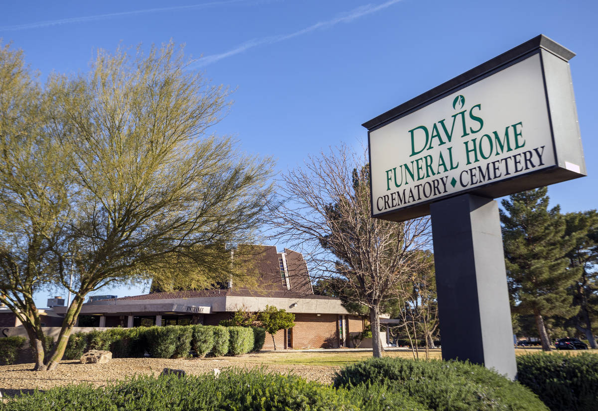 Davis Funeral Homes and Memorial Park is seen in Las Vegas on Tuesday, Jan. 5, 2021. (Elizabeth ...