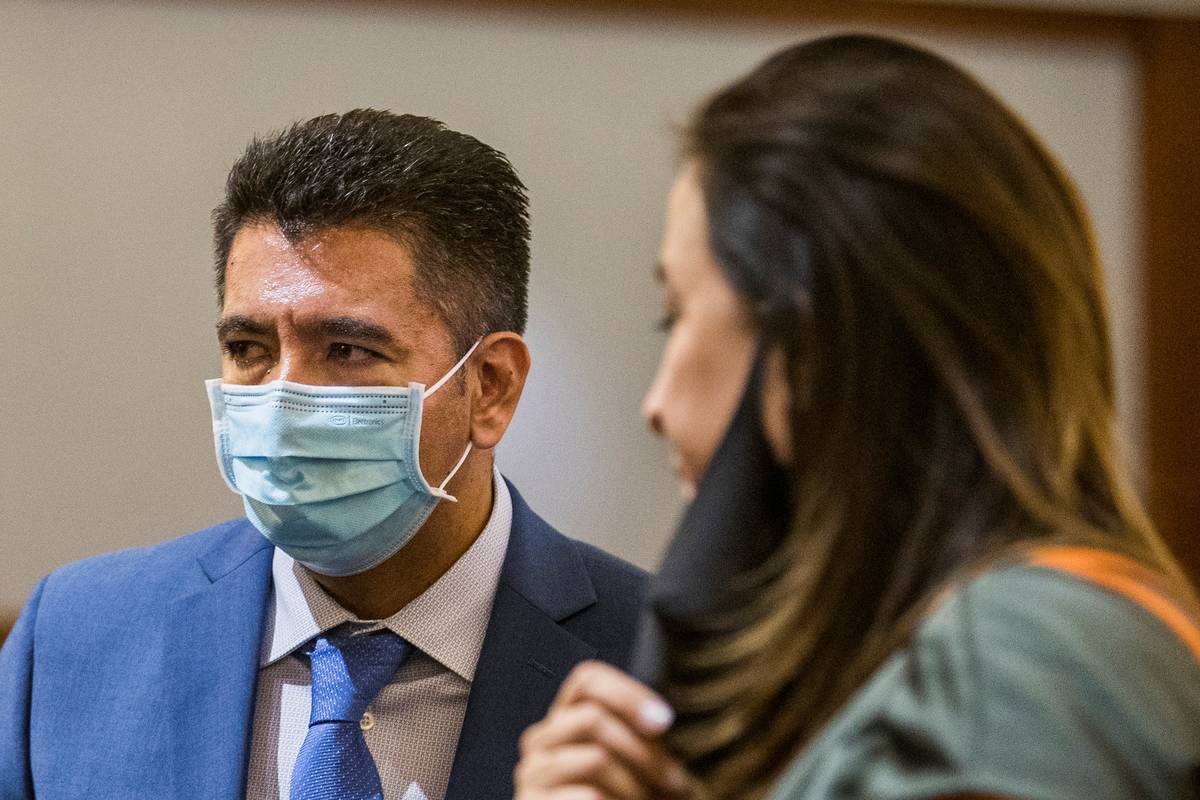 Defendant Adolfo Orozco leaves the courtroom with attorney Kristina Wildeveld during a prelimin ...