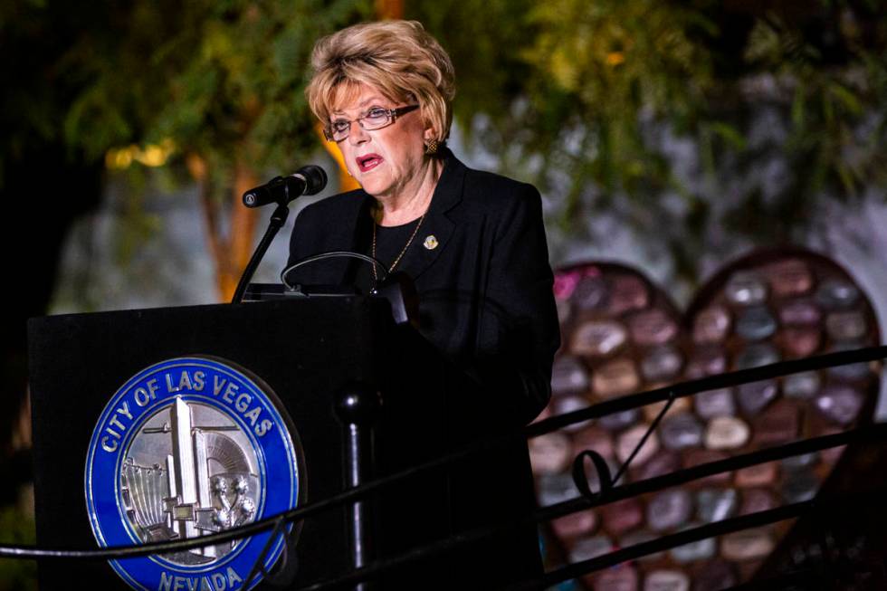 Las Vegas Mayor Carolyn Goodman speaks before reading the names of the victims killed in the Ro ...