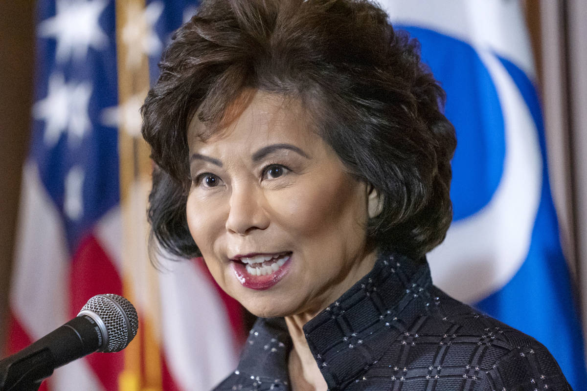 FILE - In this Sept. 18, 2019 file photo Transportation Secretary Elaine Chao speaks at EPA hea ...