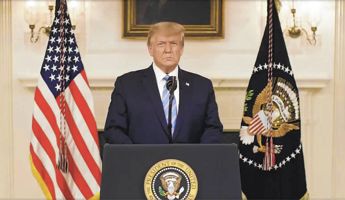 President Donald Trump speaks during a video posted to Twitter on Thursday, Jan. 7, 2020. (Twitter)