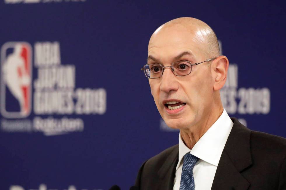 In this Oct. 8, 2019, file photo, NBA Commissioner Adam Silver speaks at a news conference befo ...