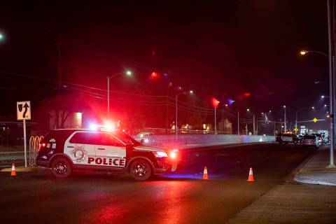 Las Vegas Metro Police Department and Homicide investigate a homicide in the area of the 4700 b ...