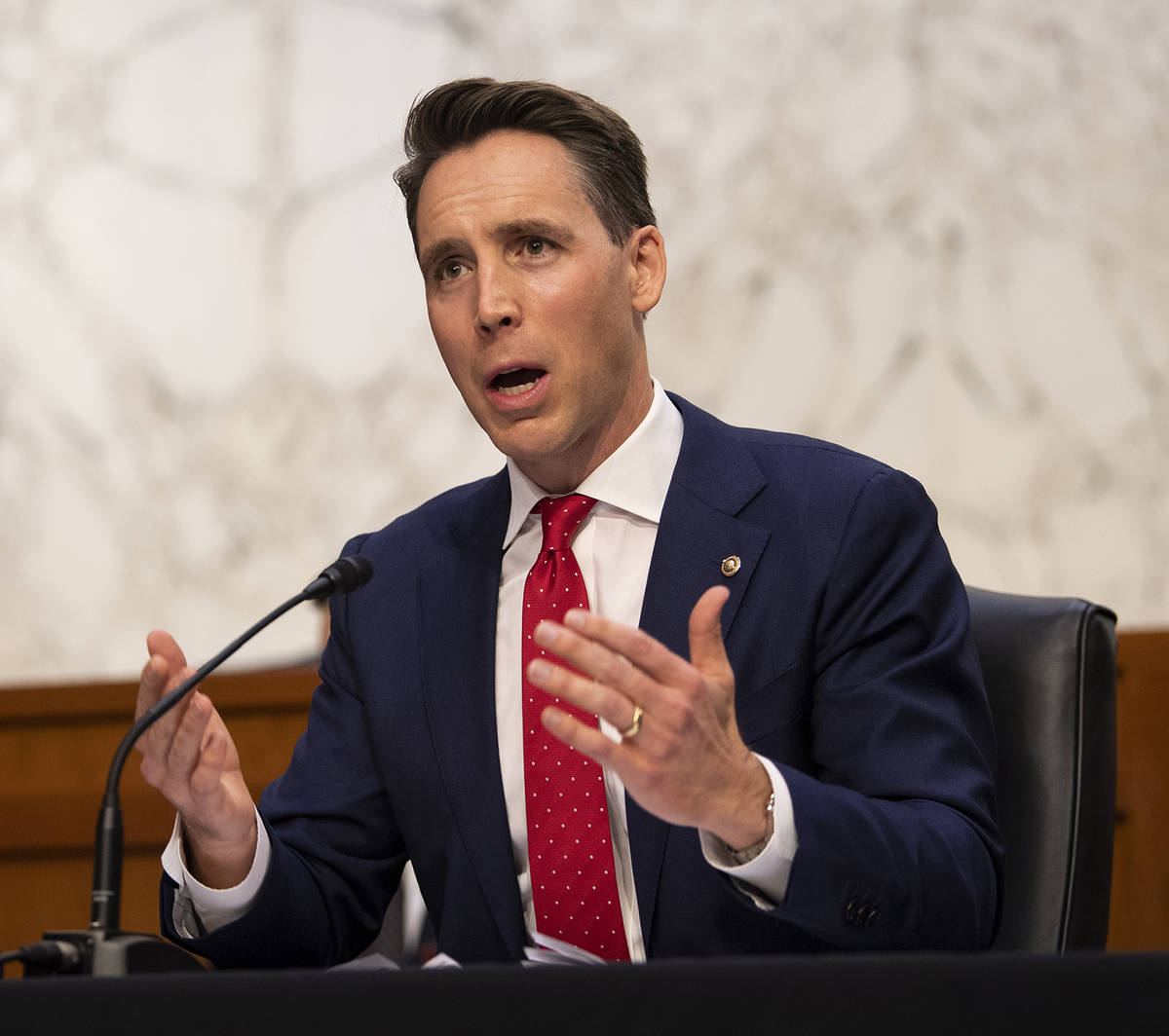 Sen. Josh Hawley, R-Mo., questions Supreme Court nominee Amy Coney Barrett during the third day ...
