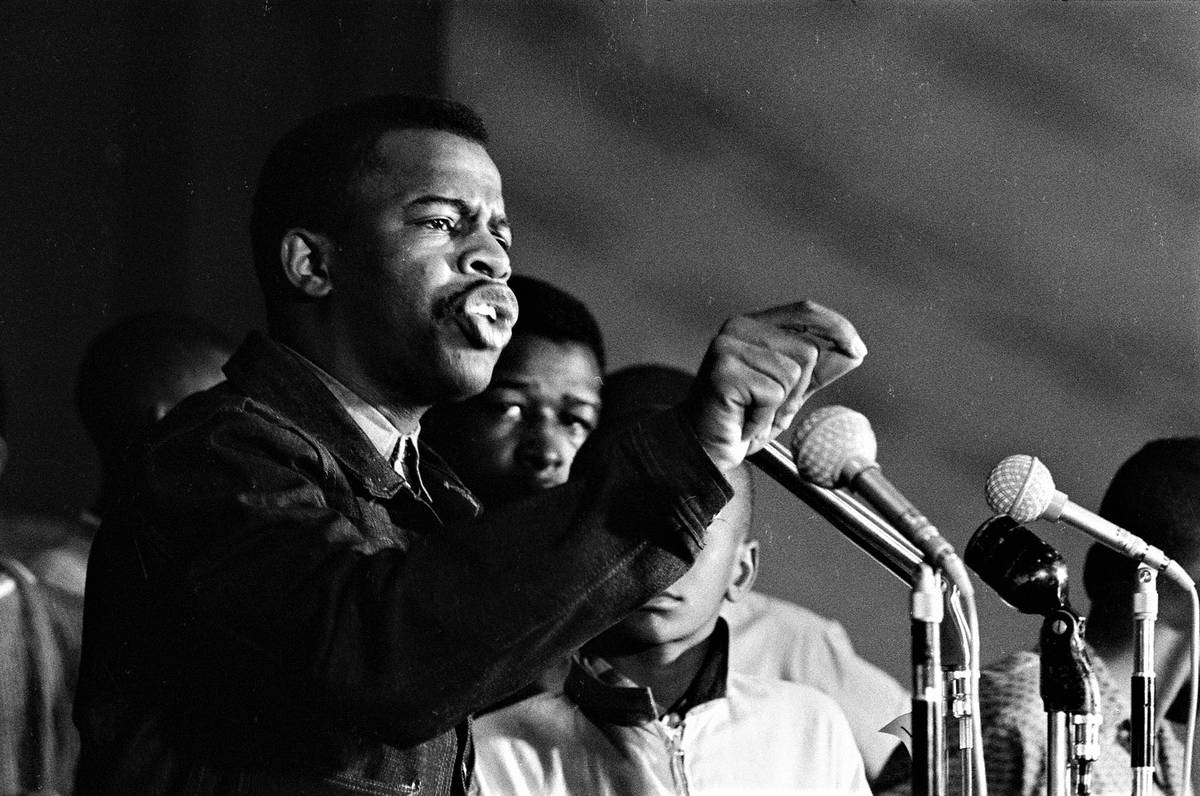 In "SNCC," Danny Lyon uses his photographs, like this one of John Lewis, to tell the story of t ...