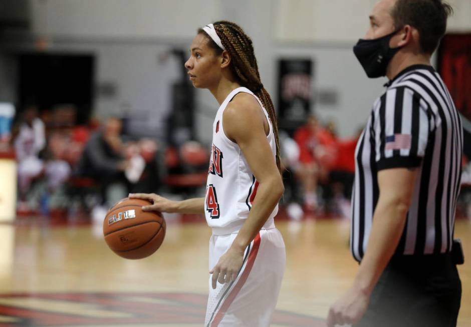 UNLV Lady Rebels guard Bailey Thomas makes is seen during a game against Colorado State Univers ...