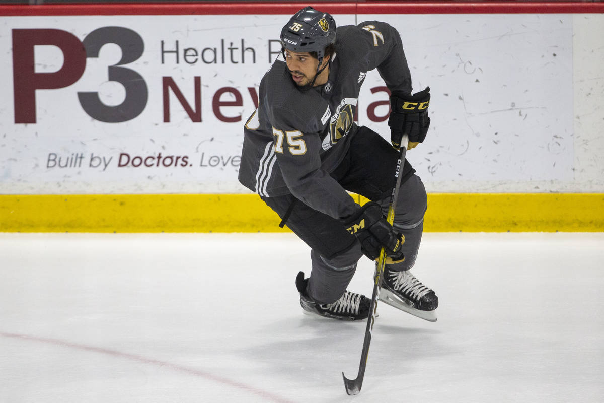 Golden Knights right wing Ryan Reaves (75) during training camp on Wednesday, Jan. 6, 2021, at ...