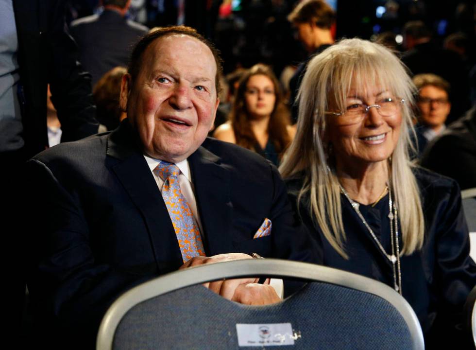 Las Vegas Sands Corp. Chairman and CEO Sheldon Adelson and his wife, Dr. Miriam Adelson, attend ...
