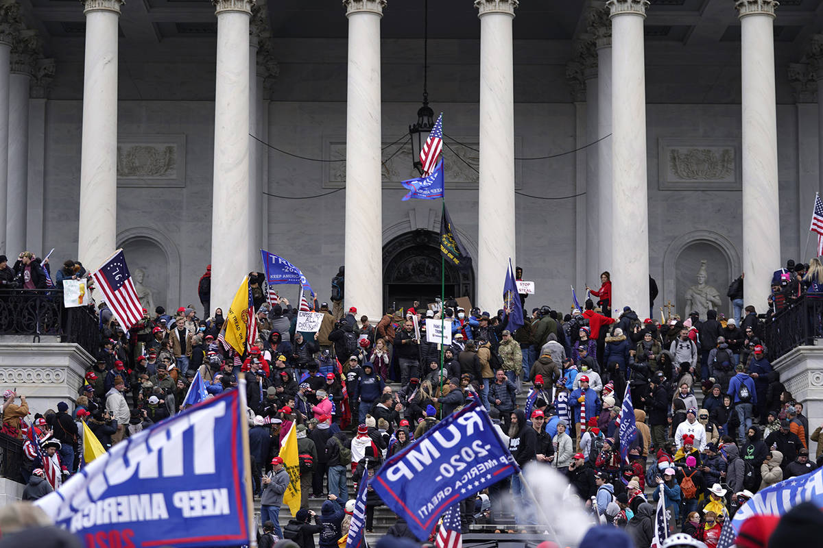 Trump supporters rally Wednesday, Jan. 6, 2021, at the Capitol in Washington. As Congress prepa ...