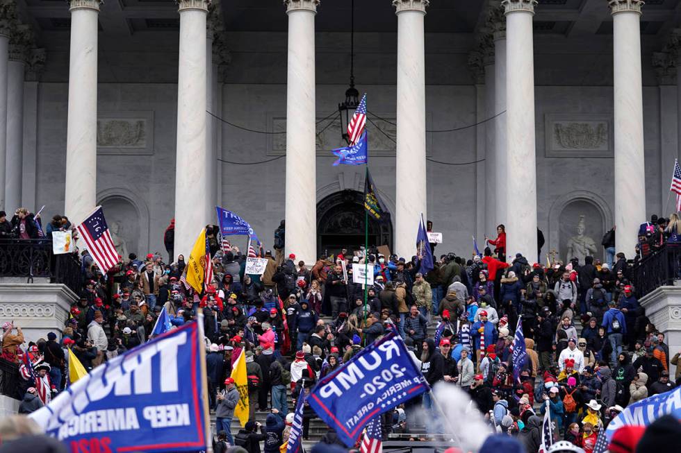 Trump supporters rally Wednesday, Jan. 6, 2021, at the Capitol in Washington. As Congress prepa ...